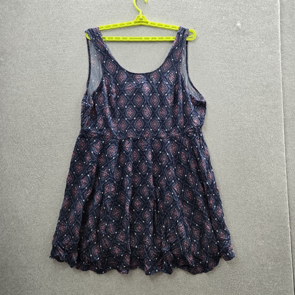 Torrid Women Dress 3 Navy Geometric Tank Scoop Neck Pullover Challis Sundress